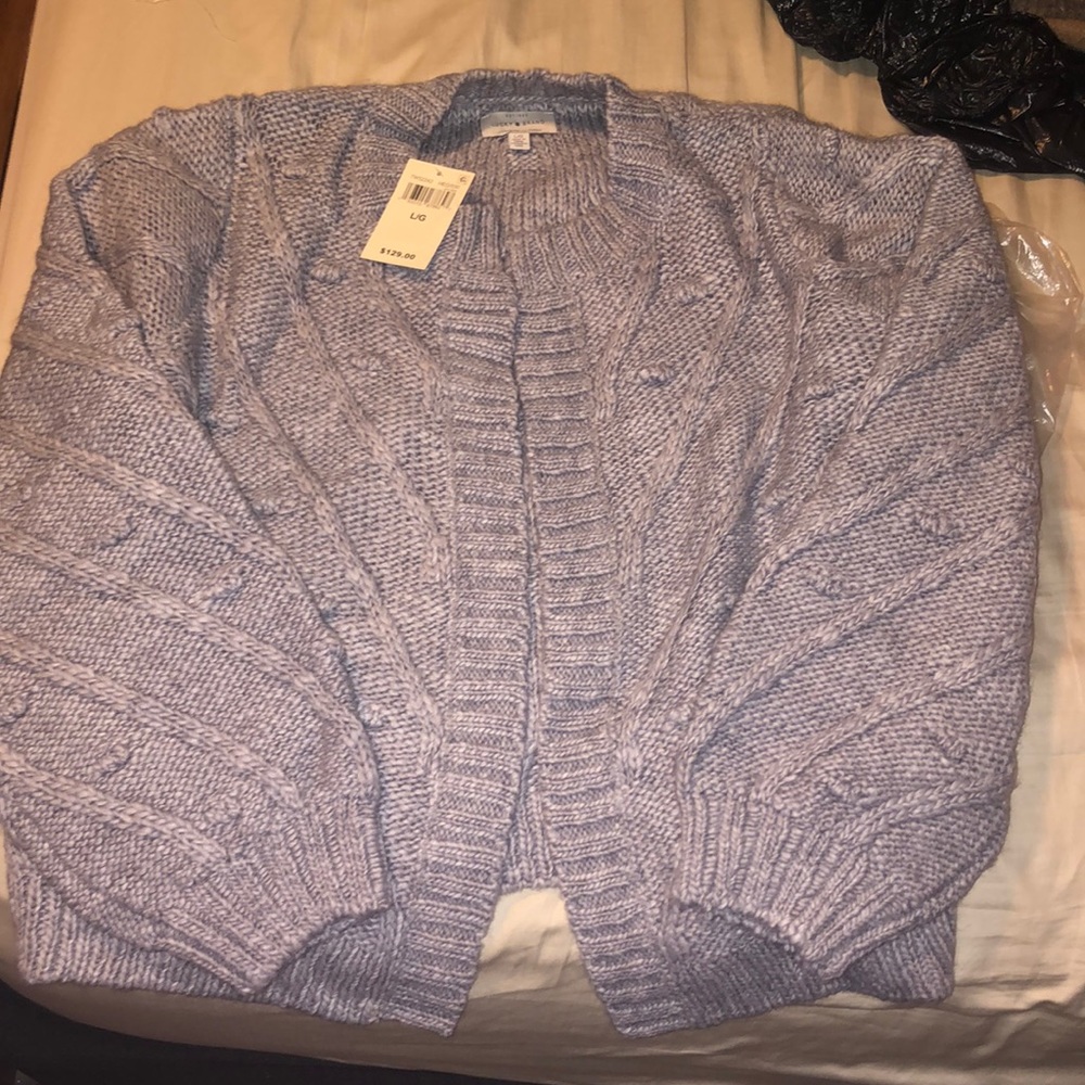 Lucky Brand cropped cardigan grey NWT size Large